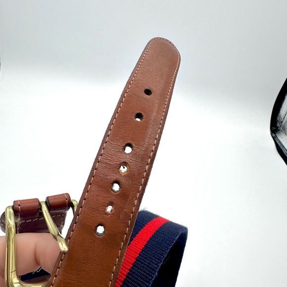 J. Press Navy and Red Wool Canvas Belt